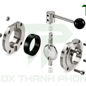 Cấu tạo của van bướm vi sinh tay rút nối clamp inox