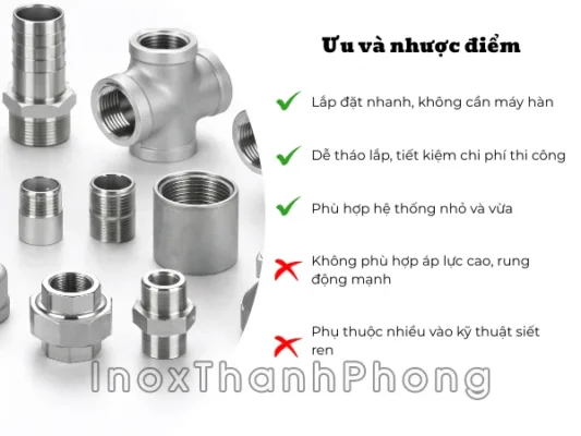 Ưu điểm và hạn chế của phụ kiện ren inox