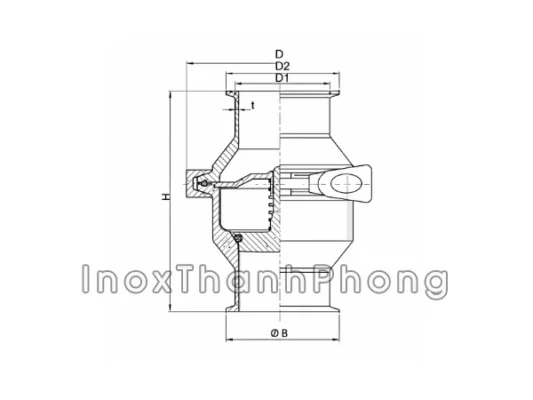Van một chiều vi sinh nối clamp tiêu chuẩn DIN