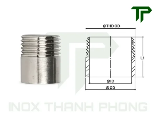 Bản vẽ kỹ thuật đầu ren inox