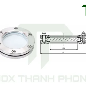 Bản vẽ kỹ thuật kính mặt bích inox quan sát bồn tank