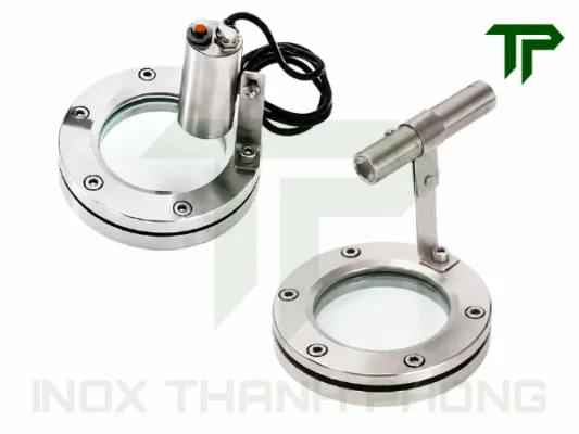 Kính mặt bích inox quan sát có đèn