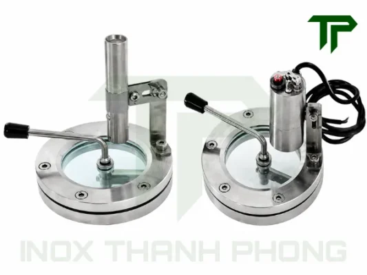 Kính mặt bích inox có đèn kết hợp gạt sương