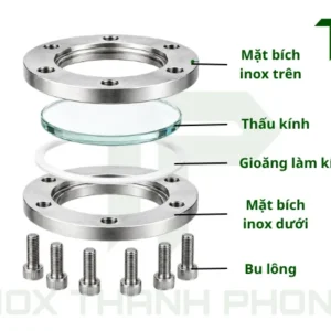 Cấu tạo tổng thể của kính mặt bích inox quan sát bồn tank