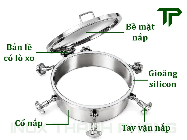 Cấu tạo của nắp bồn chịu áp inox vi sinh