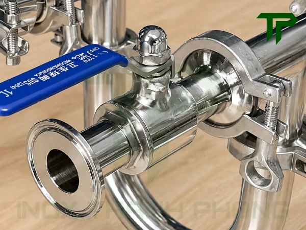 Van bi vi sinh clamp tay gạt inox được ứng dụng nhiều trong ngành thực phẩm, dược phẩm và hoá chất sạch
