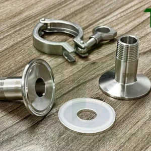 Bộ clamp ren ngoài inox vi sinh gồm những chi tiết nào?