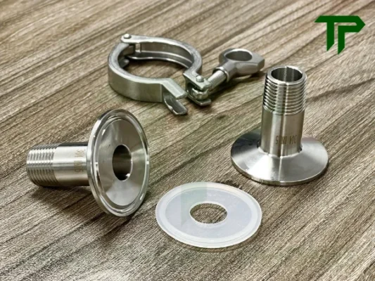 Bộ clamp ren ngoài inox vi sinh gồm những chi tiết nào?
