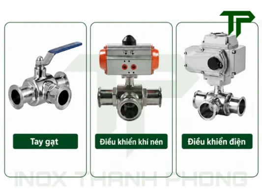 Các kiểu điều khiển của van bi 3 ngả inox vi sinh