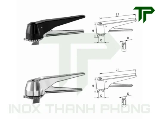 Bản vẽ kỹ thuật tay kẹp van bướm vi sinh nối clamp