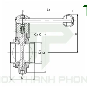 Bản vẽ cấu tạo van bướm vi sinh tay rút nối hàn