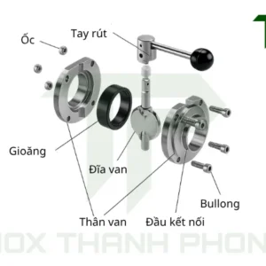 Cấu tạo của van bướm vi sinh tay rút nối hàn