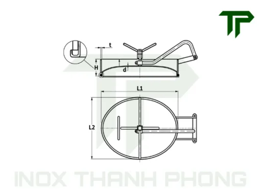 Bản vẽ kỹ thuật nắp bồn elip lõm inox vi sinh
