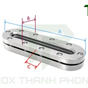 Bản vẽ kỹ thuật kính mặt bích hình elip dài quan sát bồn tank inox