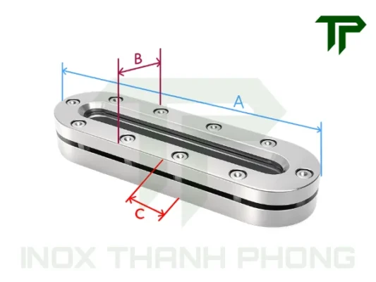 Bản vẽ kỹ thuật kính mặt bích hình elip dài quan sát bồn tank inox