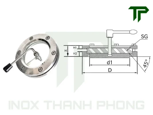 Bản vẽ cấu tạo kính mặt bích có gạt sương
