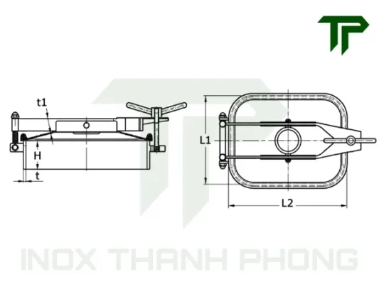 Bản vẽ kỹ thuật nắp bồn chữ nhật inox vi sinh