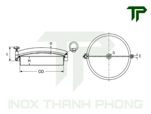 Bản vẽ kỹ thuật nắp bồn thanh ngang inox vi sinh
