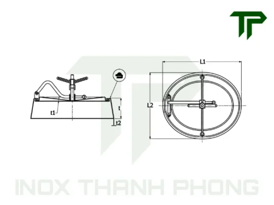 Bản vẽ kỹ thuật nắp bồn elip lồi inox vi sinh