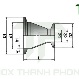 Bản vẽ kỹ thuật côn thu vi sinh nối clamp