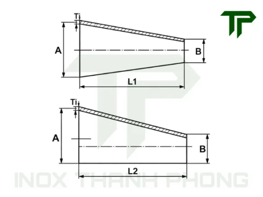 Bản vẽ kỹ thuật côn thu vi sinh DIN