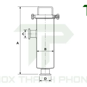 Bản vẽ kỹ thuật cột lọc vuông inox vi sinh