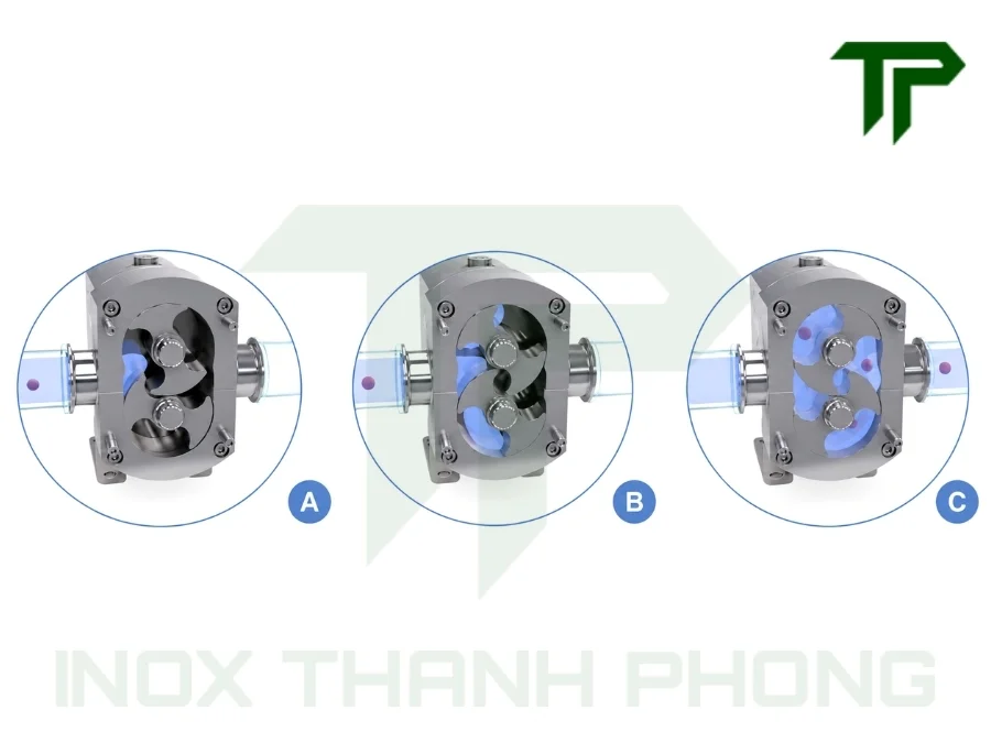 Nguyên lý hoạt động của đầu bơm lobe inox