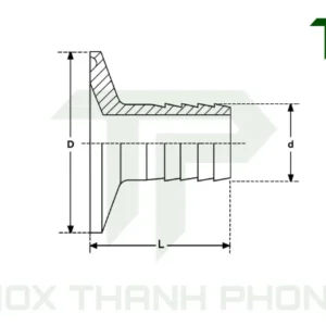 Bản vẽ kỹ thuật mặt clamp đuôi chuột vi sinh