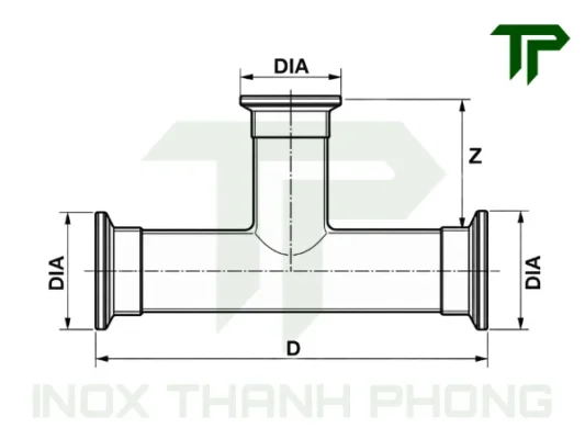 Bản vẽ kỹ thuật tê clamp inox vi sinh