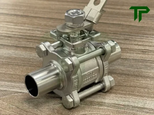 Cấu tạo van bi 3PC hàn inox vi sinh tay gạt có khóa