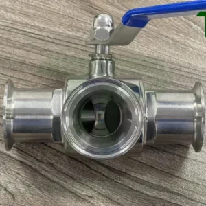 Cấu tạo van bi vi sinh 3 ngả clamp tay gạt