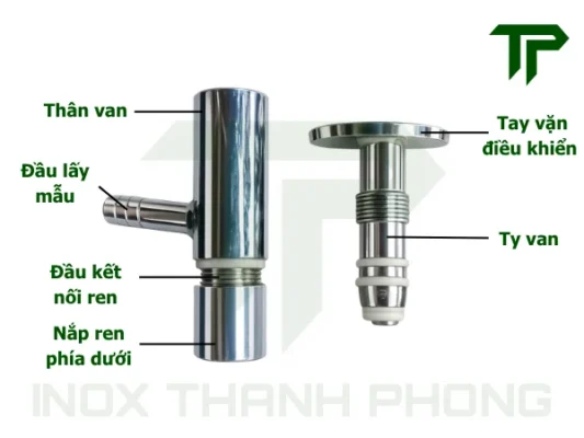 Cấu tạo của van lấy mẫu vi sinh nối ren