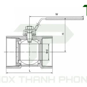 Bản vẽ kỹ thuật van bi 1pc nối ren tay gạt