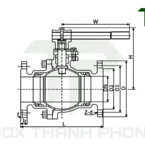 Bản vẽ cấu tạo van bi mặt bích inox