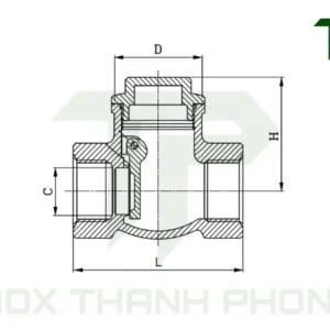 Bãn vẽ kỹ thuật van một chiều lá lật nối ren inox