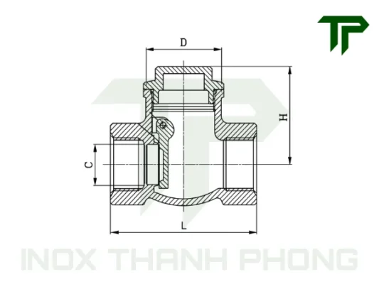 Bãn vẽ kỹ thuật van một chiều lá lật nối ren inox